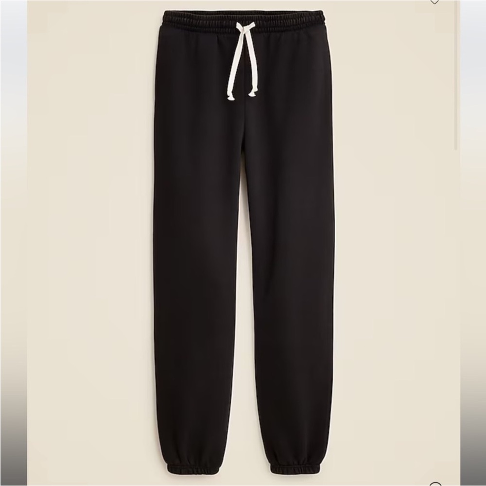 EUC J Crew women’s Heritage fleece jogger pant relaxed fit black Sz S small tear
